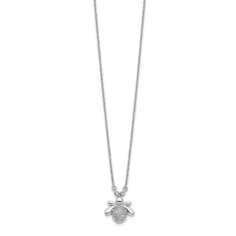 14k White Gold Real Diamond Bee 18 inch Necklace