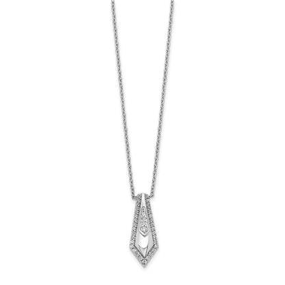14k White Gold Real Diamond Drop Necklace