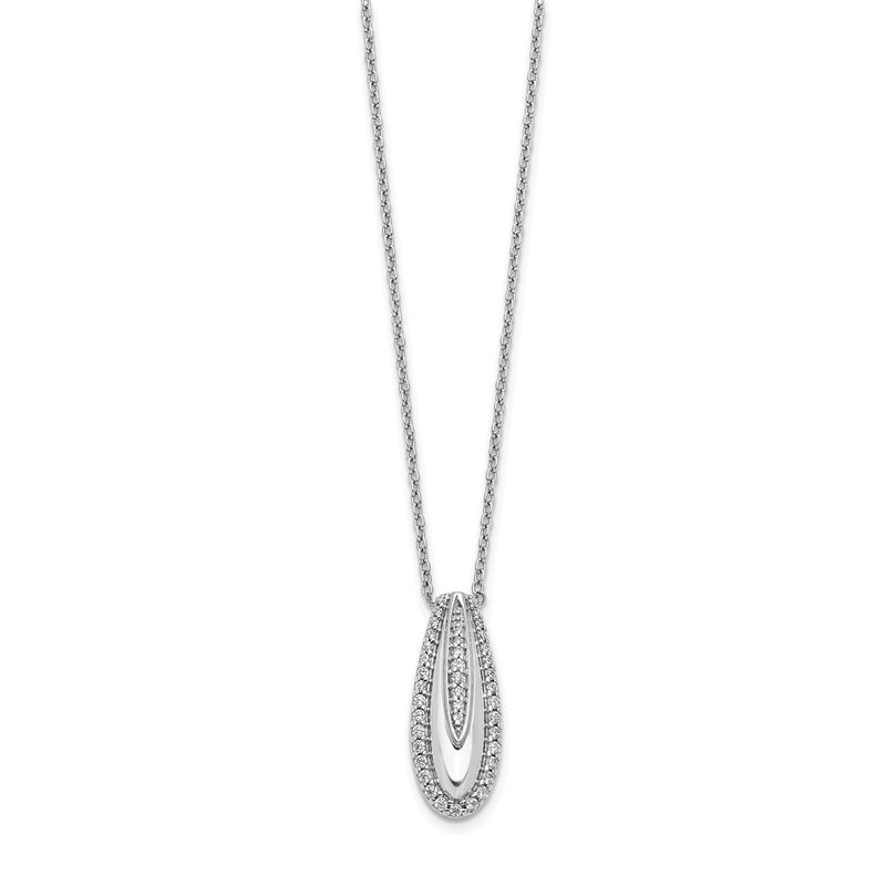 14k White Gold Real Diamond Drop Necklace
