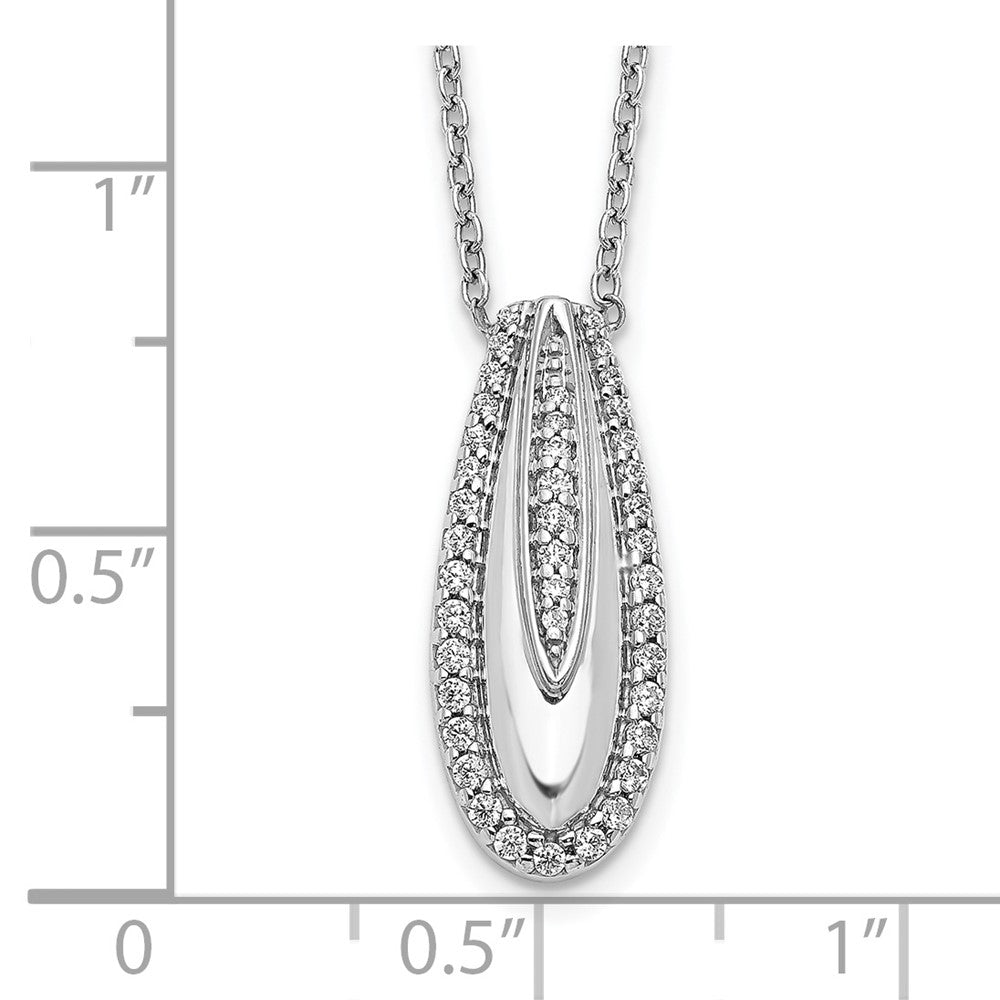 14k White Gold Real Diamond Drop Necklace