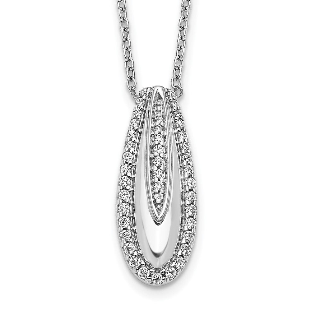 14k White Gold Real Diamond Drop Necklace