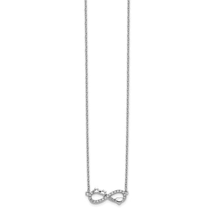 14k White Gold Real Diamond Infinity Pawprint/Heart 18 inch Necklace