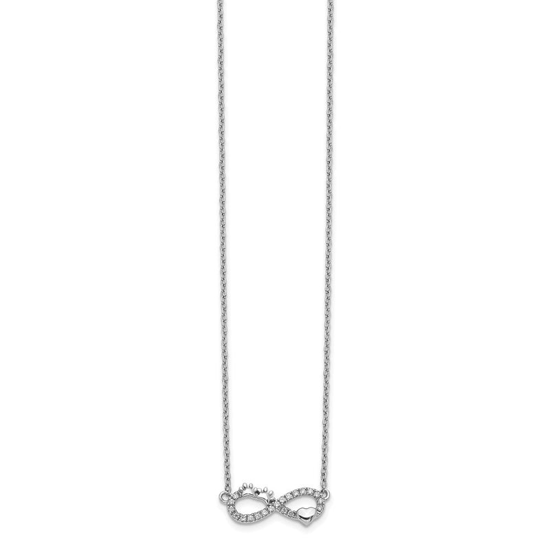 14k White Gold Real Diamond Infinity Pawprint/Heart 18 inch Necklace