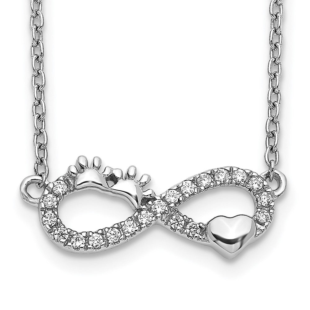 14k White Gold Real Diamond Infinity Pawprint/Heart 18 inch Necklace