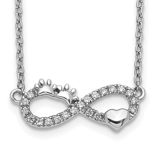 14k White Gold Real Diamond Infinity Pawprint/Heart 18 inch Necklace