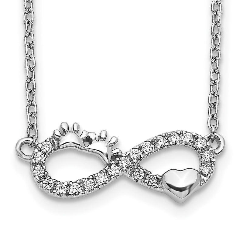 14k White Gold Real Diamond Infinity Pawprint/Heart 18 inch Necklace