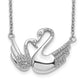 14k White Gold Real Diamond Swans Necklace