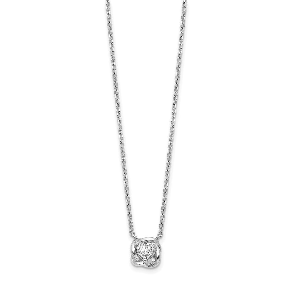 14k White Gold Heart Shaped Real Diamond Necklace