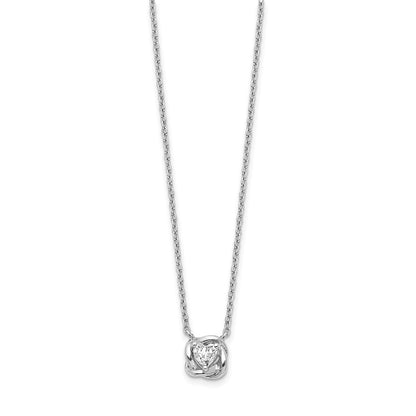 14k White Gold Heart Shaped Real Diamond Necklace