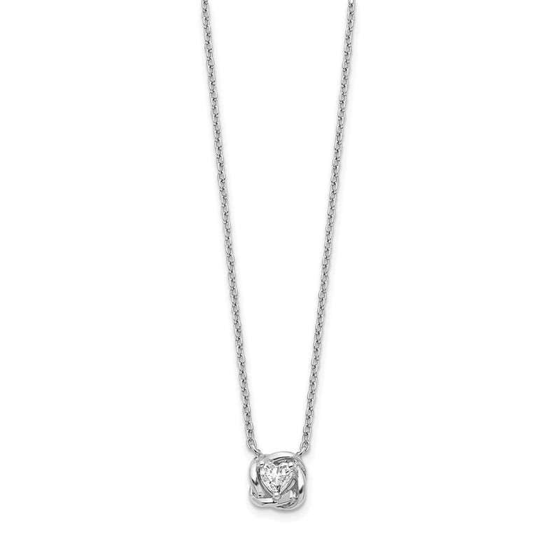 14k White Gold Heart Shaped Real Diamond Necklace