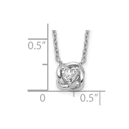 14k White Gold Heart Shaped Real Diamond Necklace