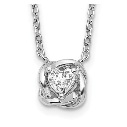14k White Gold Heart Shaped Real Diamond Necklace