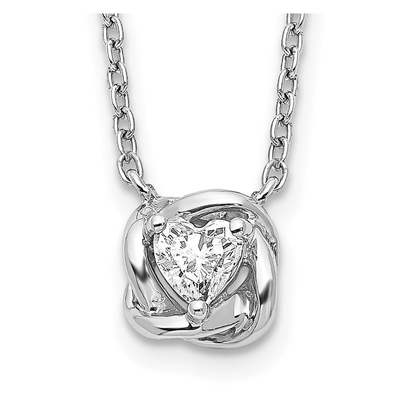 14k White Gold Heart Shaped Real Diamond Necklace