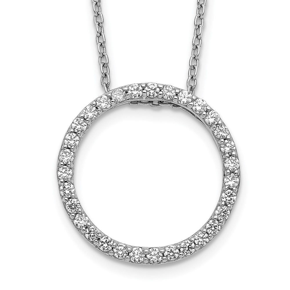 14k White Gold Real Diamond Circle 18 inch Necklace