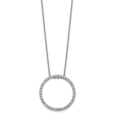 14k White Gold Real Diamond Circle 18 inch Necklace