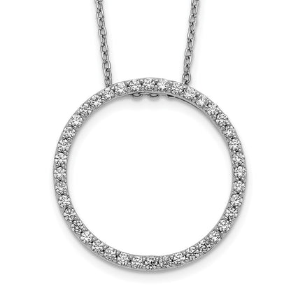 14k White Gold Real Diamond Circle 18 inch Necklace