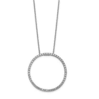 14k White Gold Real Diamond Circle 18 inch Necklace