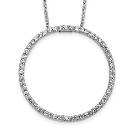 14k White Gold Real Diamond Circle 18 inch Necklace
