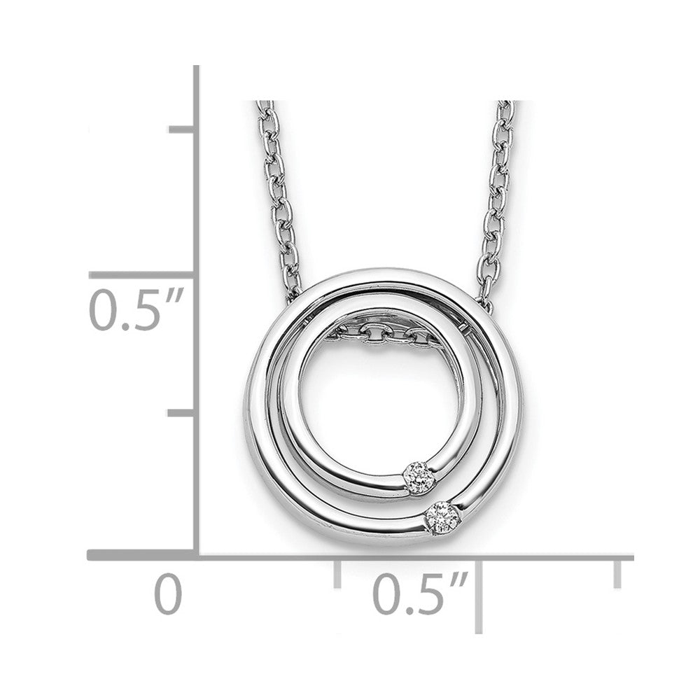 14k White Gold Real Diamond Double Circle Necklace