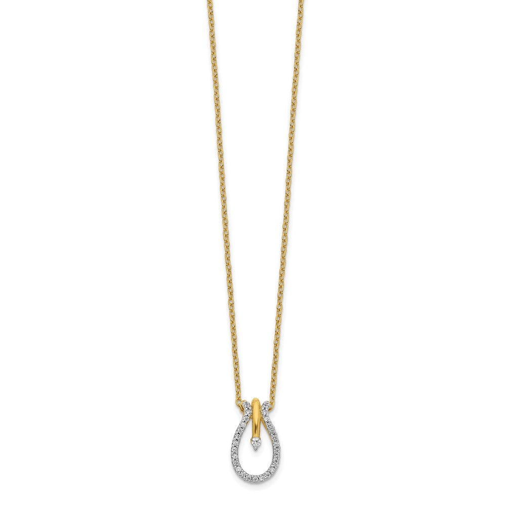 14K Yellow Gold Real Diamond Teardrop 18 inch Necklace