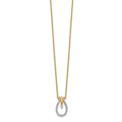 14K Yellow Gold Real Diamond Teardrop 18 inch Necklace
