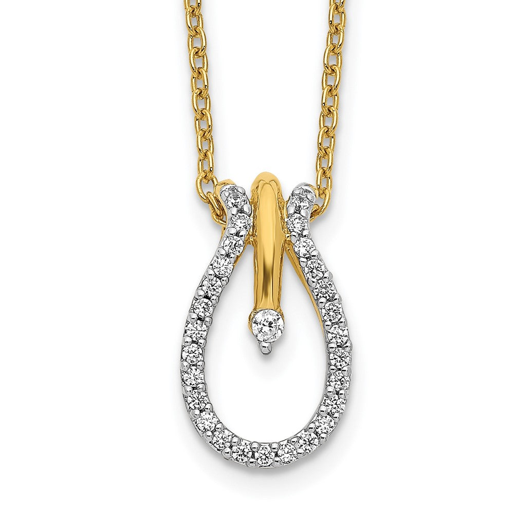14K Yellow Gold Real Diamond Teardrop 18 inch Necklace
