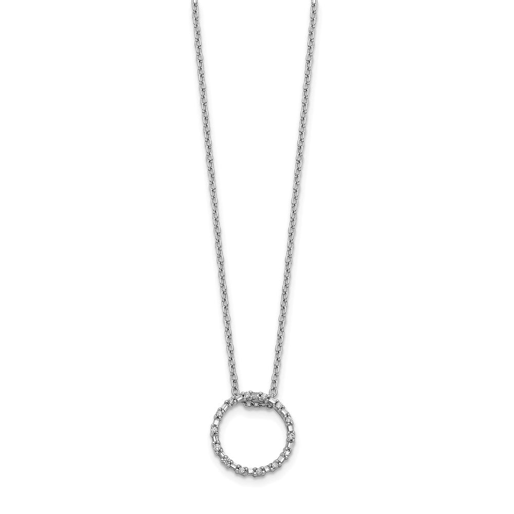 14k White Gold Real Diamond Circle Necklace