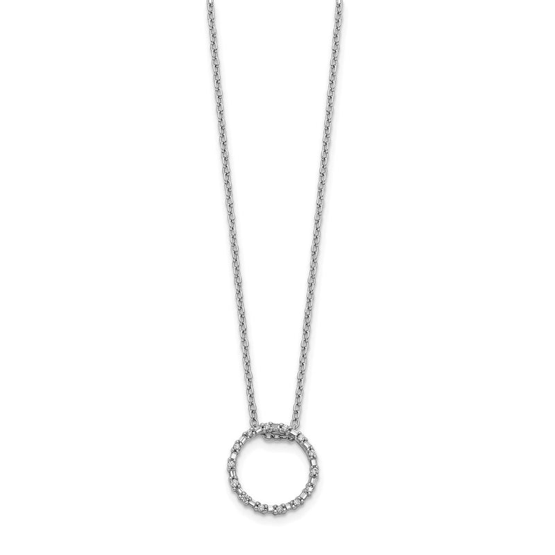 14k White Gold Real Diamond Circle Necklace