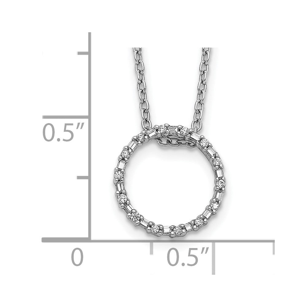 14k White Gold Real Diamond Circle Necklace