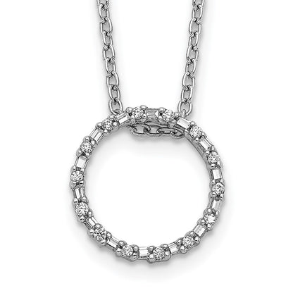 14k White Gold Real Diamond Circle Necklace