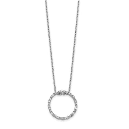 14k White Gold Real Diamond Circle Necklace