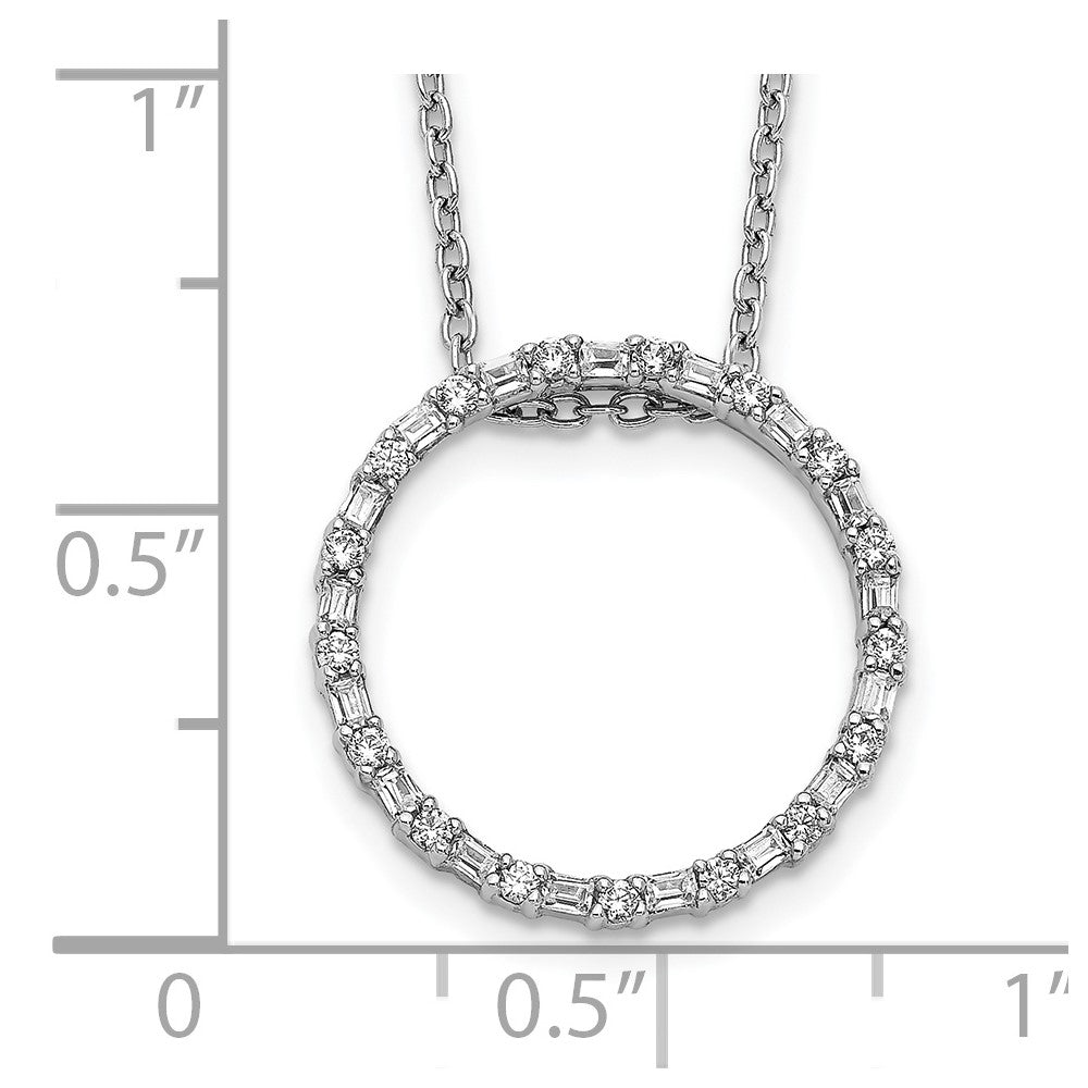 14k White Gold Real Diamond Circle Necklace