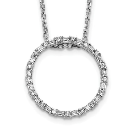 14k White Gold Real Diamond Circle Necklace