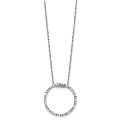 14k White Gold Real Diamond Circle Necklace