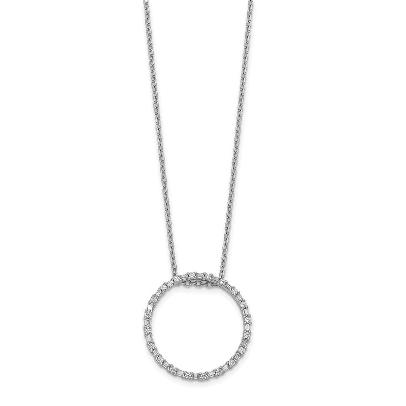 14k White Gold Real Diamond Circle Necklace