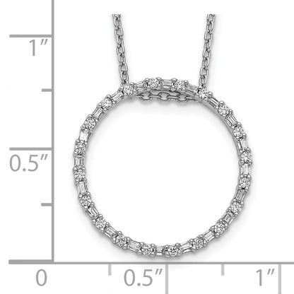 14k White Gold Real Diamond Circle Necklace