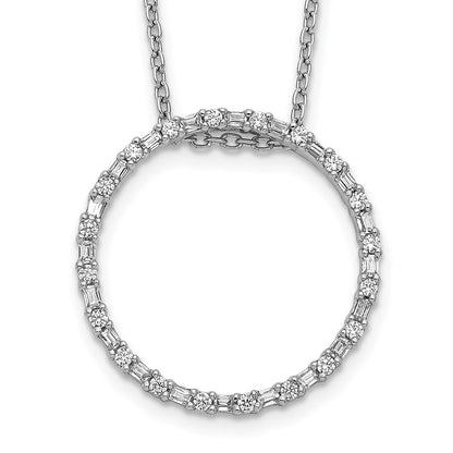 14k White Gold Real Diamond Circle Necklace