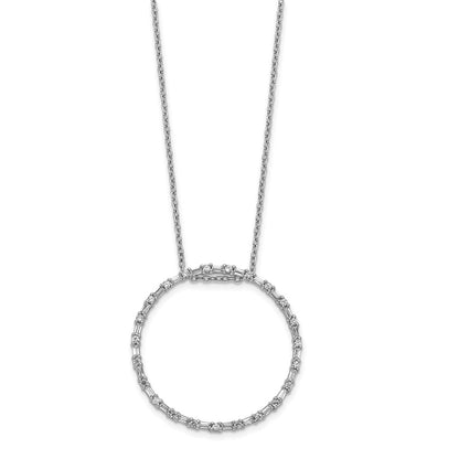 14k White Gold Real Diamond Circle Necklace