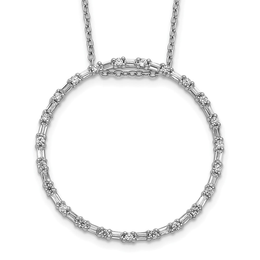 14k White Gold Real Diamond Circle Necklace