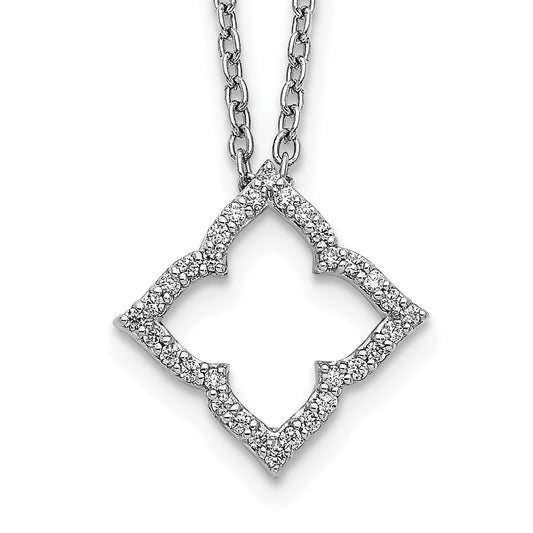 14k White Gold Real Diamond 18 inch Necklace