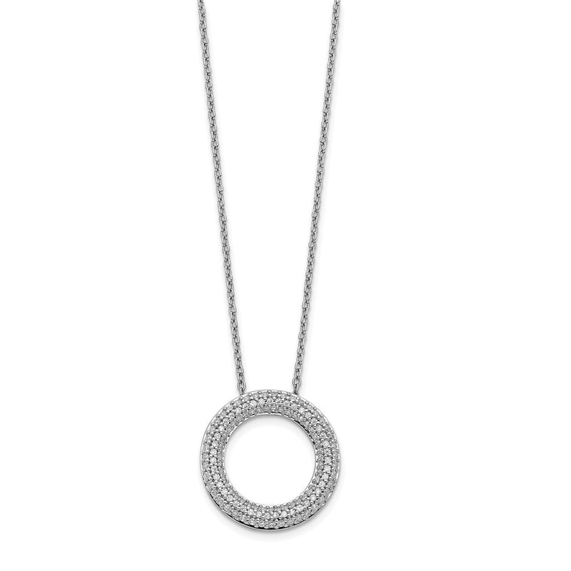 14k White Gold Real Diamond Circle 18 inch Necklace