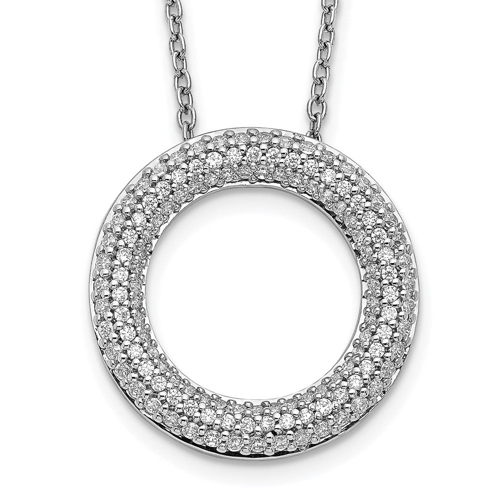 14k White Gold Real Diamond Circle 18 inch Necklace