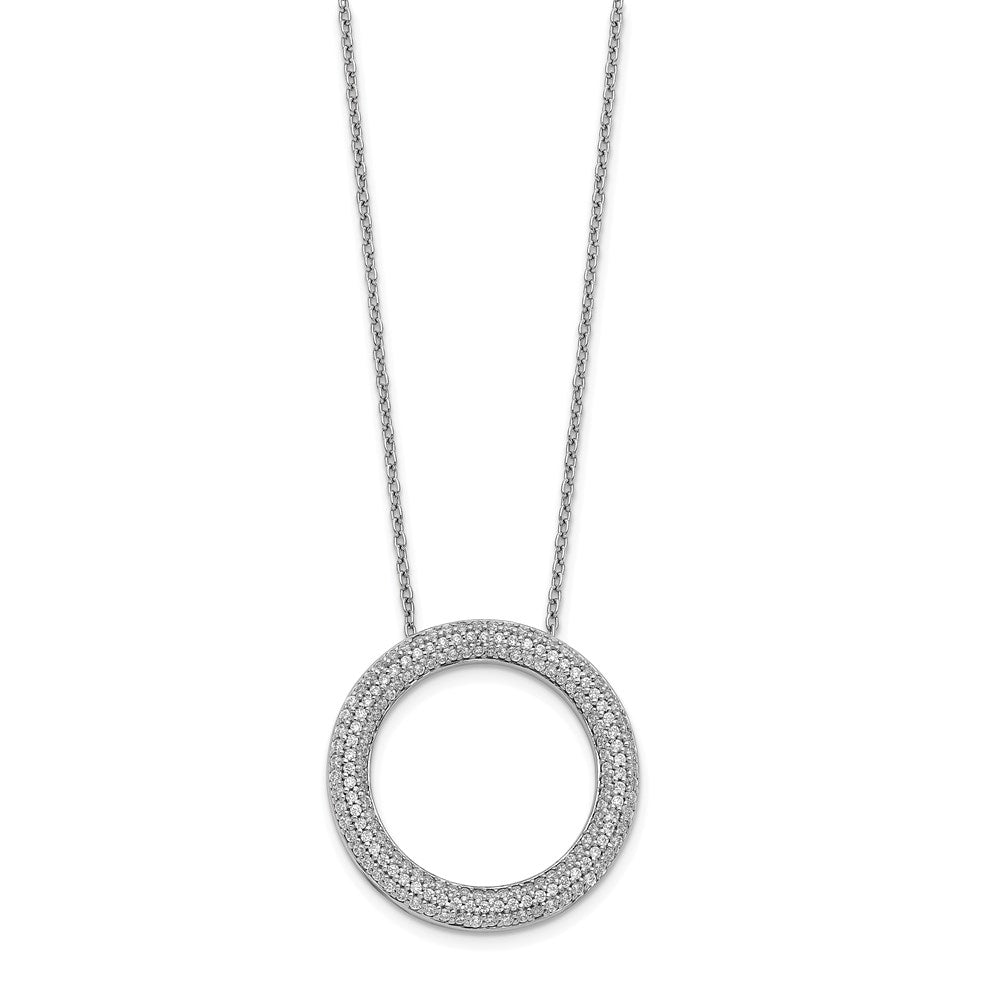 14k White Gold Real Diamond Circle Necklace