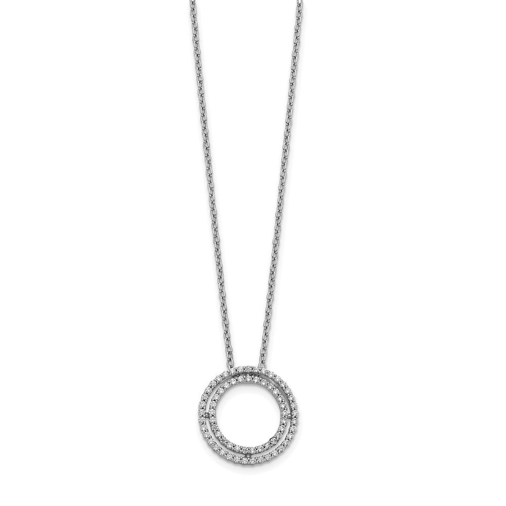 14k White Gold Real Diamond Circle Necklace