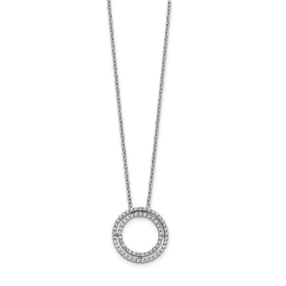 14k White Gold Real Diamond Circle Necklace