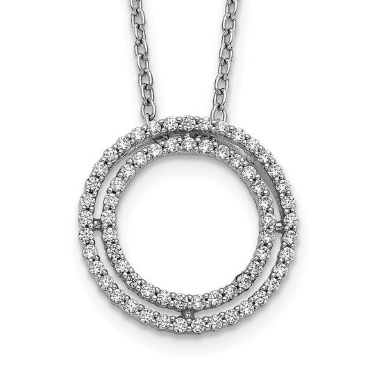 14k White Gold Real Diamond Circle Necklace