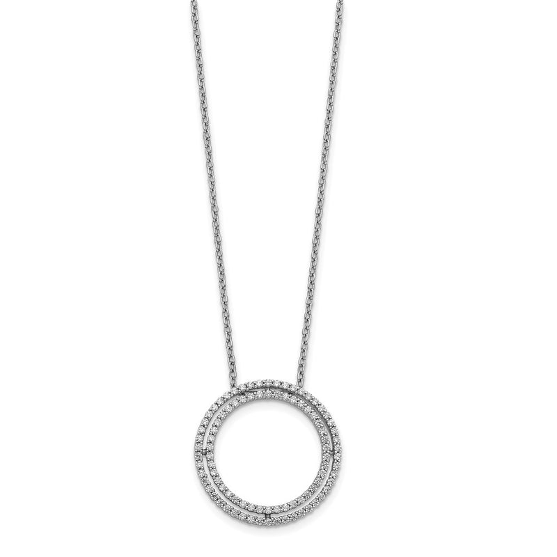 14k White Gold Real Diamond Circle Necklace