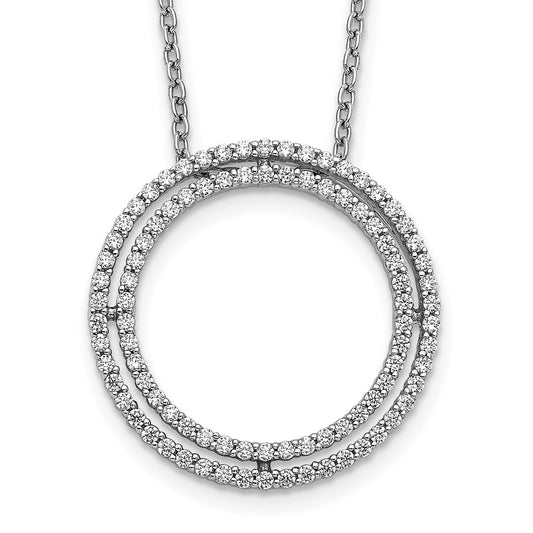 14k White Gold Real Diamond Circle Necklace