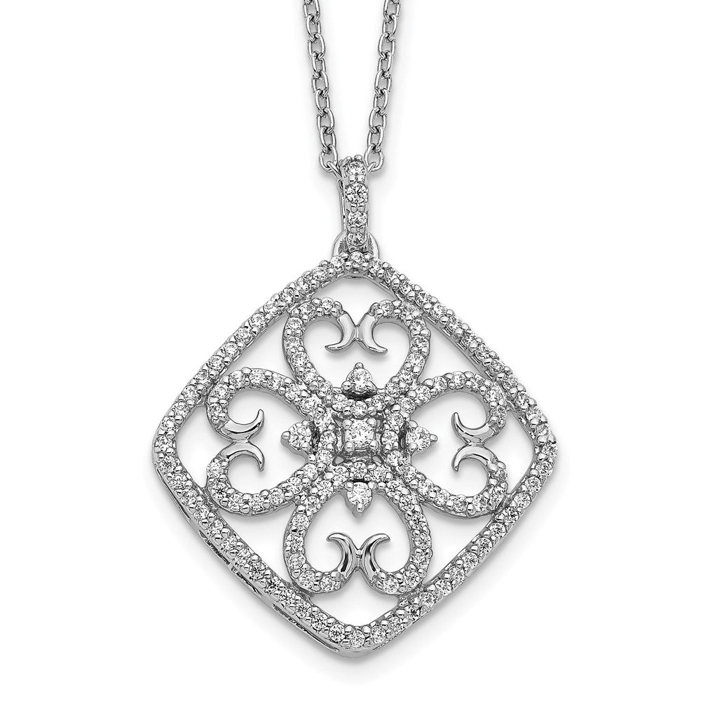14k White Gold Real Diamond Vintage Necklace