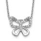 14k White Gold Real Diamond Butterfly 18 inch Necklace